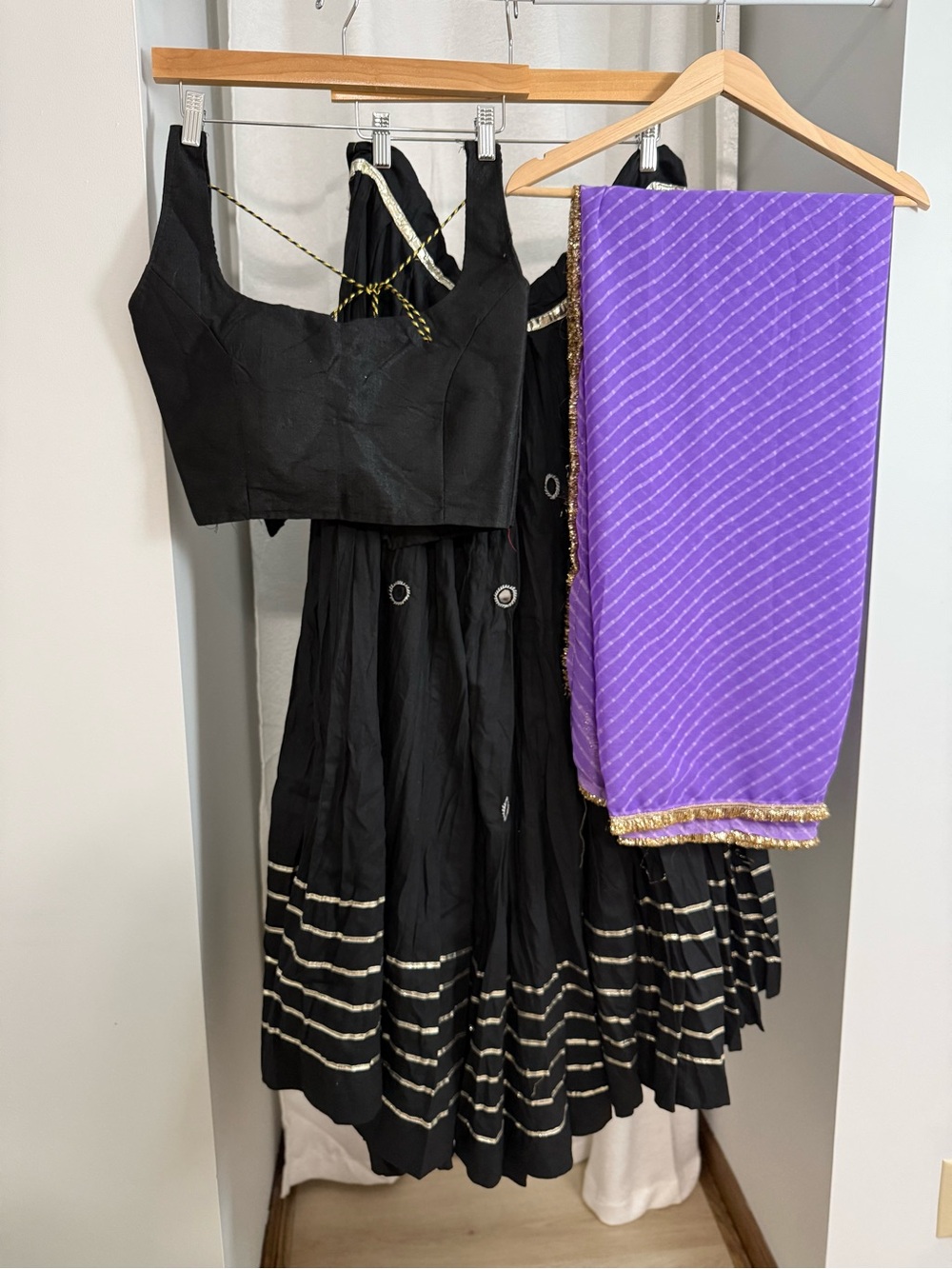 Black Mirror work Lahenga Choli with Purple
